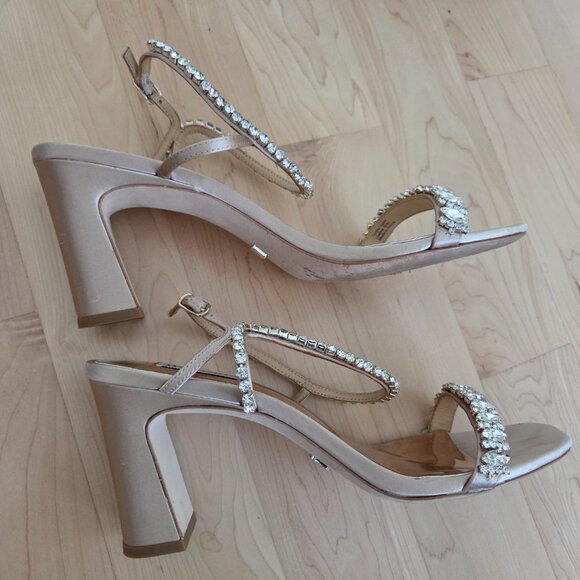 Badgley Mischka Marilee Heeled Sandals Latte Size 10 - Picture 2 of 3